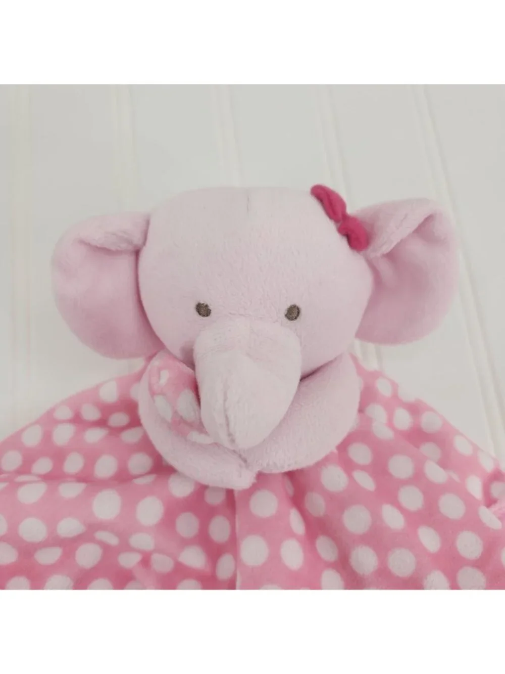 Carters Elephant Lovey Pink Plush Security Blanket Polka Dot Baby Comfort Toy